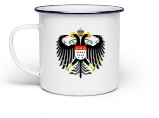 Kölner Wappen mit Adler auf Emaille-Tasse