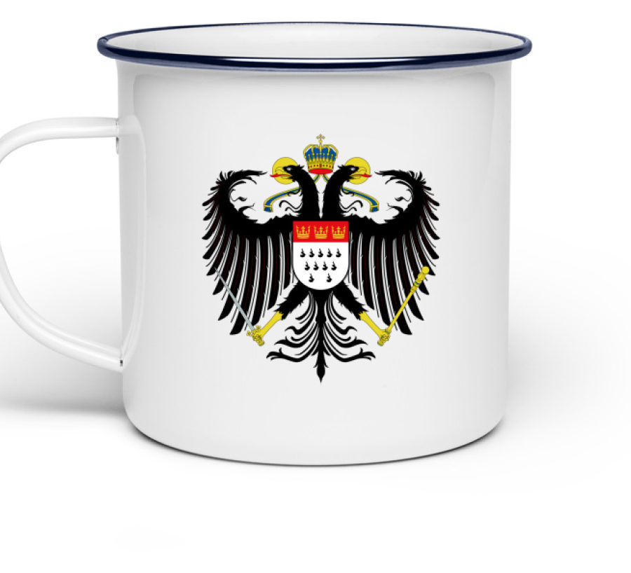 Kölner Wappen mit Adler auf Emaille-Tasse