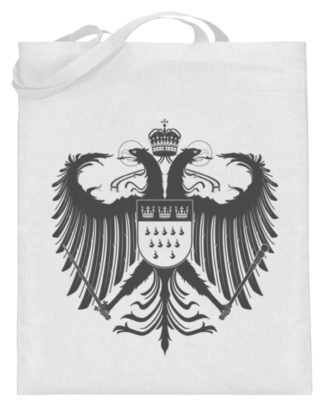 Kölner Wappen mit Adler in Dunkelgrau auf Baumwoll-Beutel