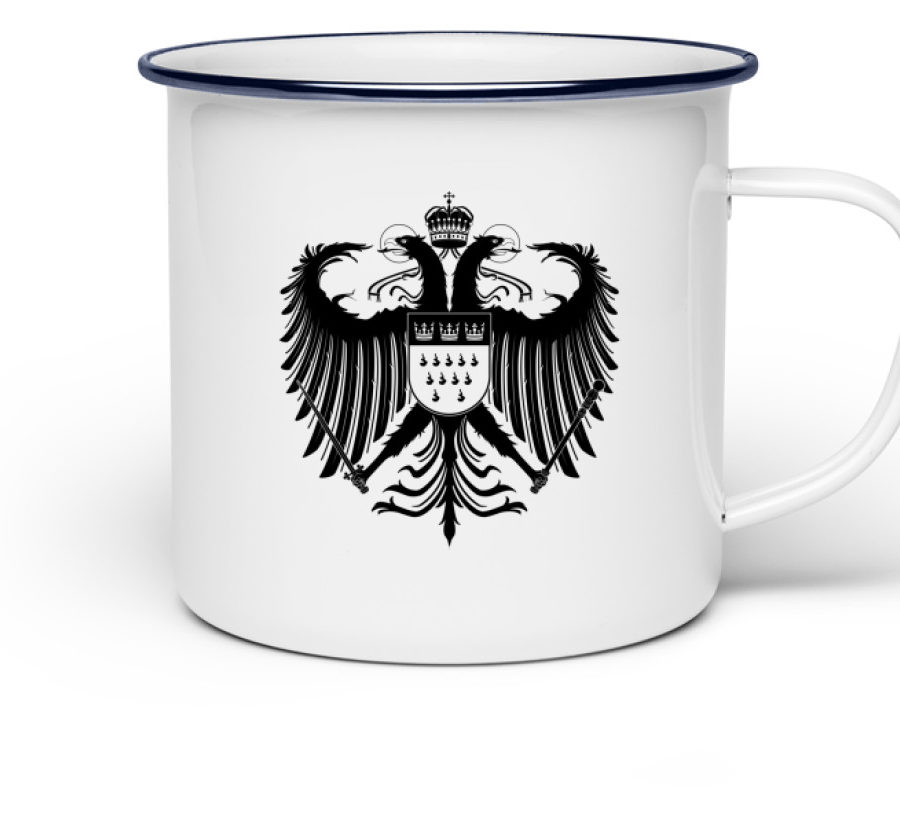 Kölner Wappen mit Adler in Schwarz auf Emaille Tasse – Bild 2
