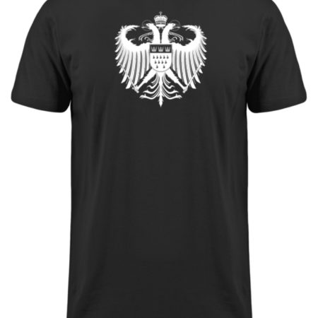 Kölner Wappen mit Adler in Weiß auf schwarzem Long Tee-Shirt
