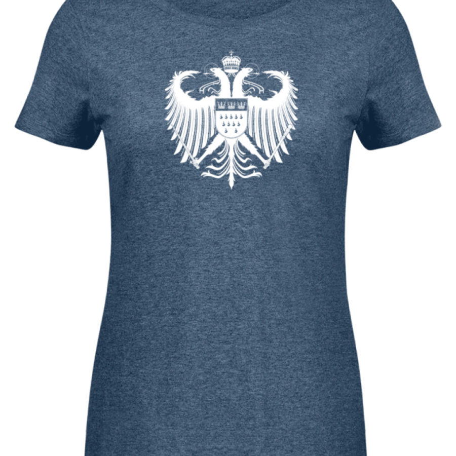Kölner Wappen mit Adler in Weiß auf Damen Melange Shirt – Bild 5