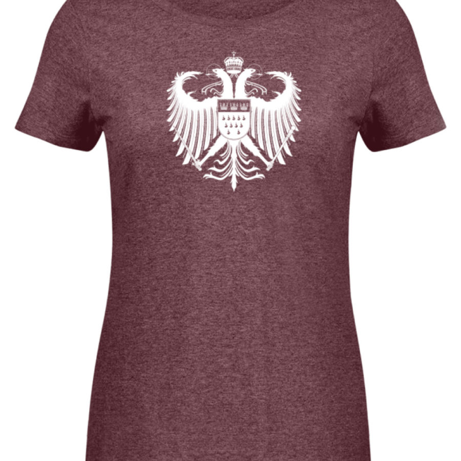 Kölner Wappen mit Adler in Weiß auf Damen Melange Shirt – Bild 2