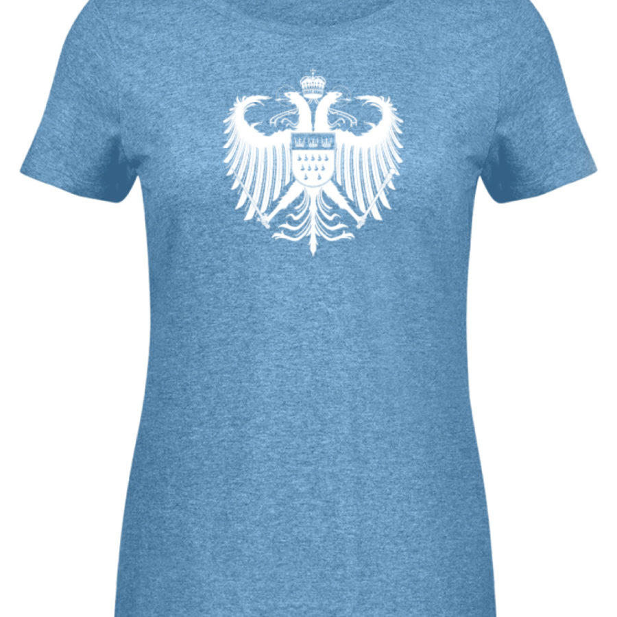 Kölner Wappen mit Adler in Weiß auf Damen Melange Shirt – Bild 6
