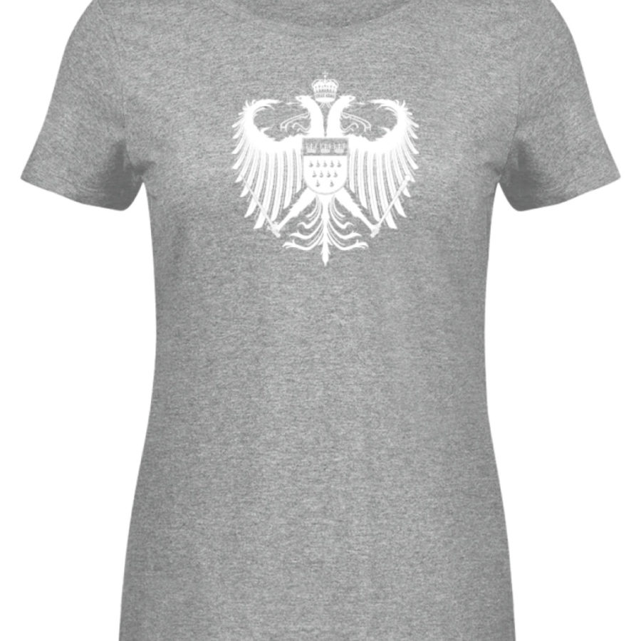 Kölner Wappen mit Adler in Weiß auf Damen Melange Shirt – Bild 3