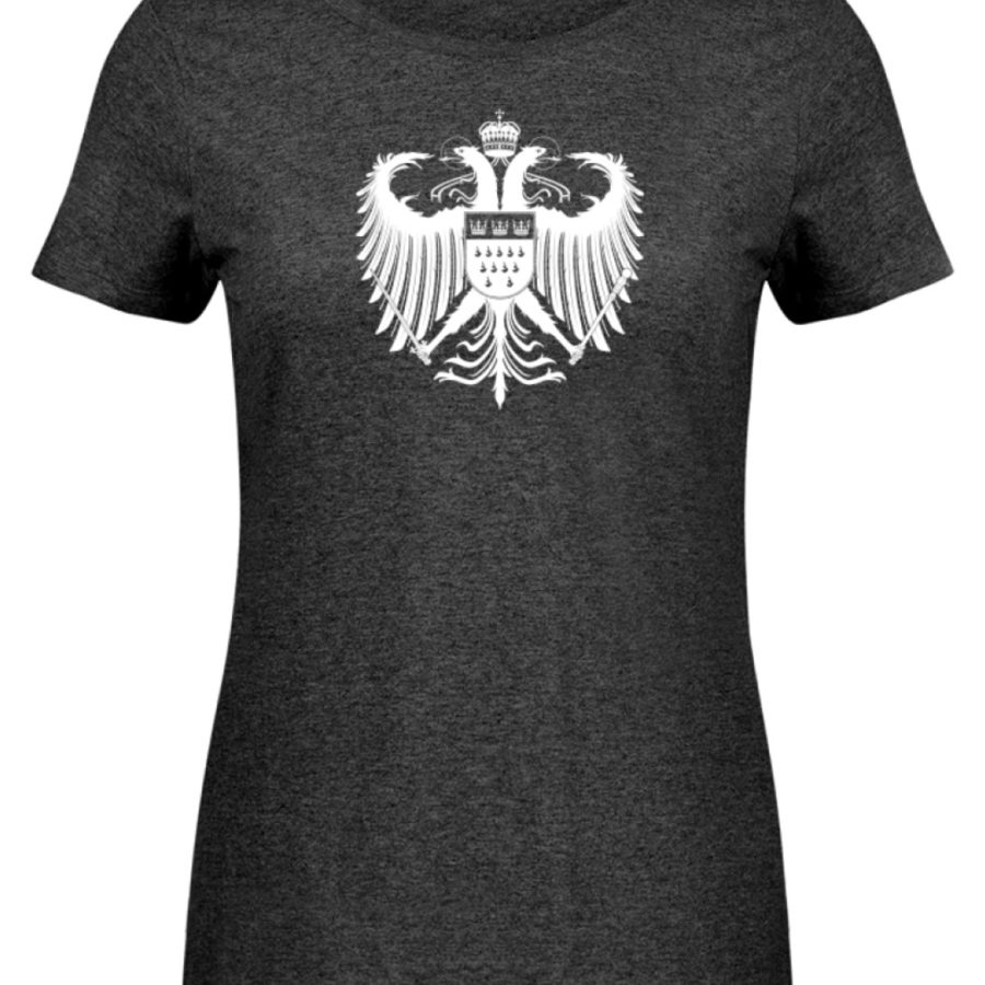 Kölner Wappen mit Adler in Weiß auf Damen Melange Shirt – Bild 4