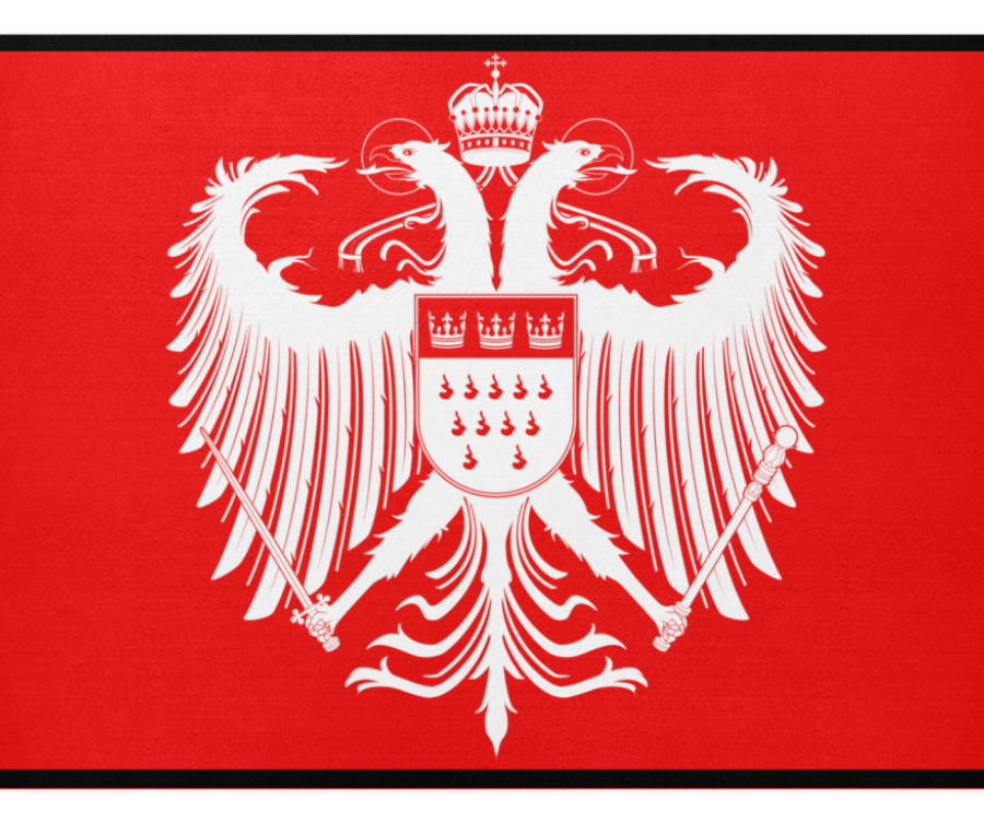 Kölner Wappen mit Adler in Weiß auf Fußmatte