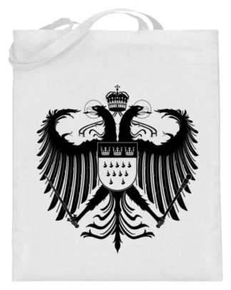 Kölner Wappen mit Adler in Schwarz auf Baumwoll-Beutel