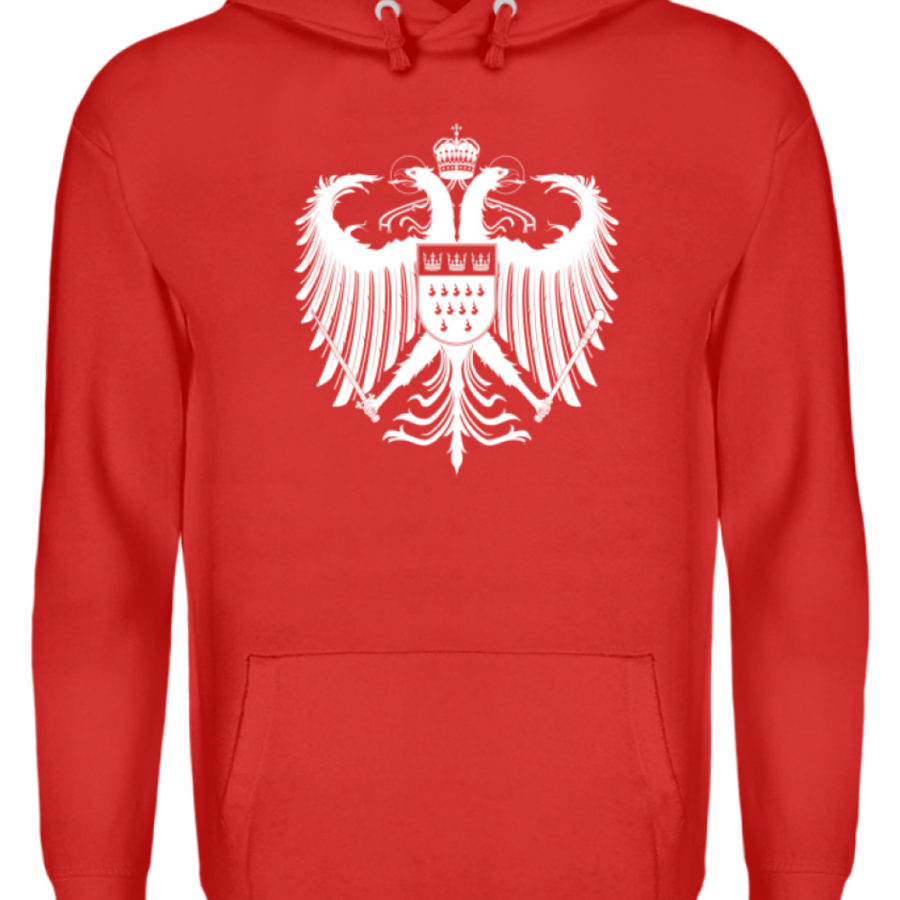 Kölner Wappen mit Adler in Weiß auf Hoodie