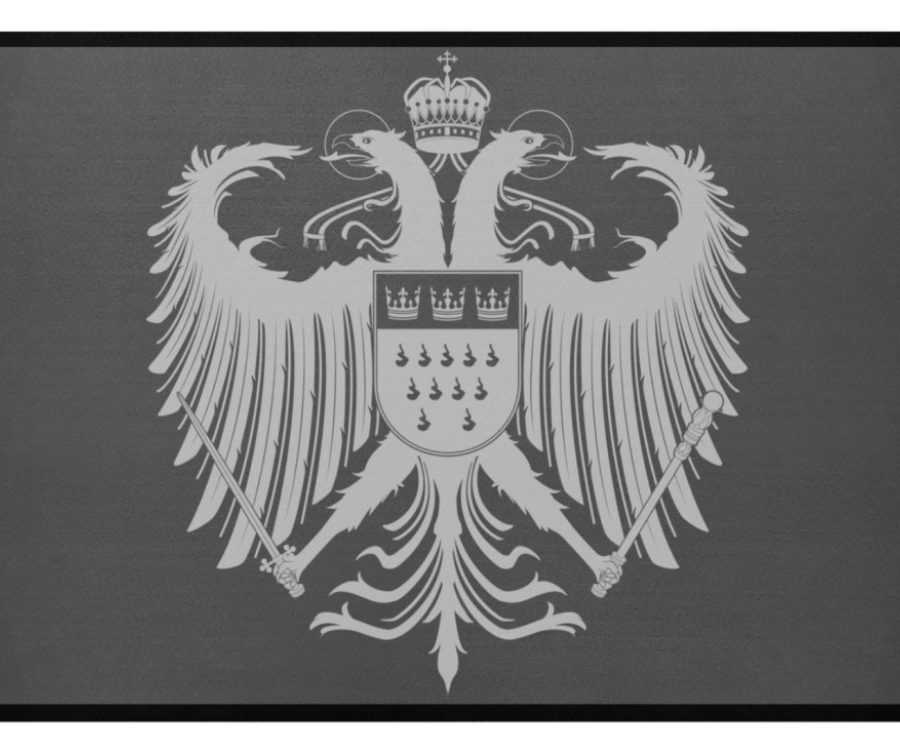 Kölner Wappen mit Adler in Hellgrau auf Fußmatte