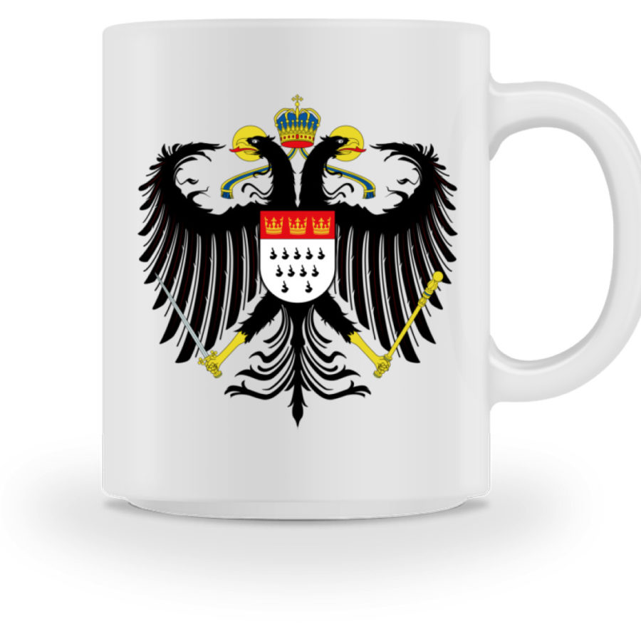 Kölner Wappen mit Adler auf weißer Keramik Tasse – Bild 2
