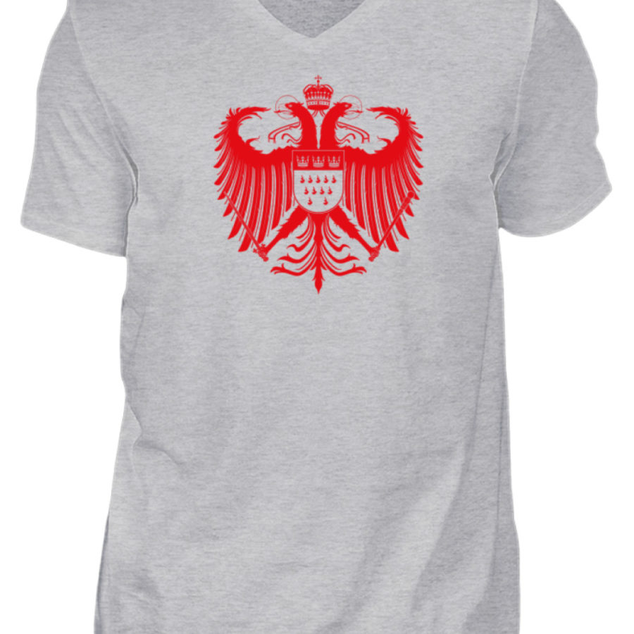 Kölner Wappen mit Adler in Rot auf Herren T-Shirt - V-Ausschnitt – Bild 3