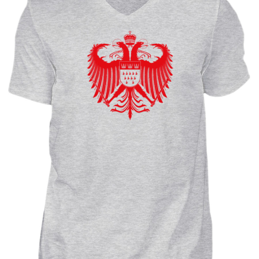 Kölner Wappen mit Adler in Rot auf Herren T-Shirt - V-Ausschnitt – Bild 2