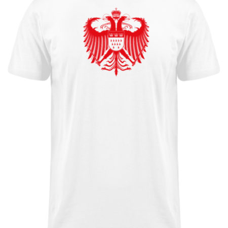 Kölner Wappen mit Adler in Rot auf weißem Long Tee-Shirt