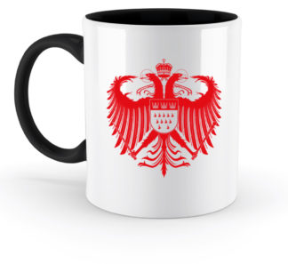 Kölner Wappen in Rot auf schwarz-weißer Tasse
