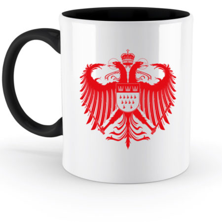 Kölner Wappen in Rot auf schwarz-weißer Tasse