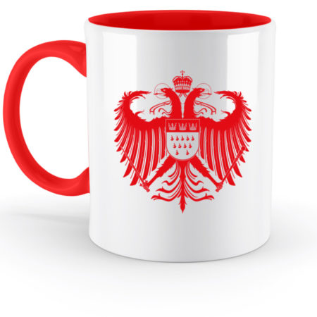 Kölner Wappen mit Adler in Rot auf rot-weißer Tasse - Zweifarbige Tasse