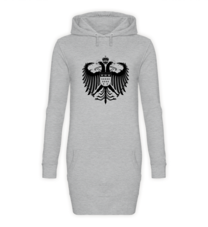 Kölner Wappen mit Adler in Schwarz auf Hoodiekleid - Front - Sport-Grau-Meliert (Heather-Grey)