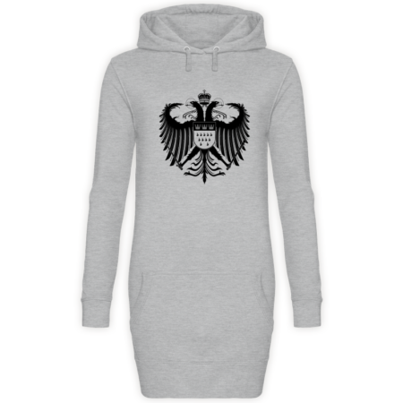 Kölner Wappen mit Adler in Schwarz auf Hoodiekleid - Front - Sport-Grau-Meliert (Heather-Grey)