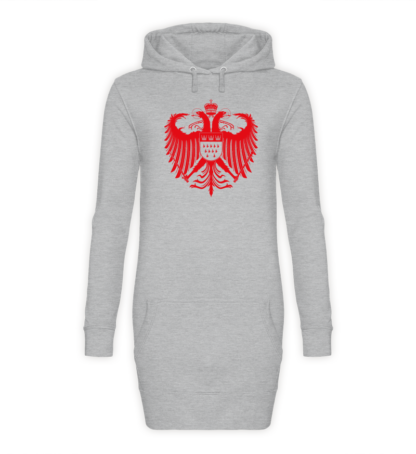 Kölner Wappen mit Adler in Rot auf Hoodiekleid - Front - Sport-Grau-Meliert (Heather-Grey)