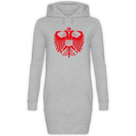 Kölner Wappen mit Adler in Rot auf Hoodiekleid - Front - Sport-Grau-Meliert (Heather-Grey)