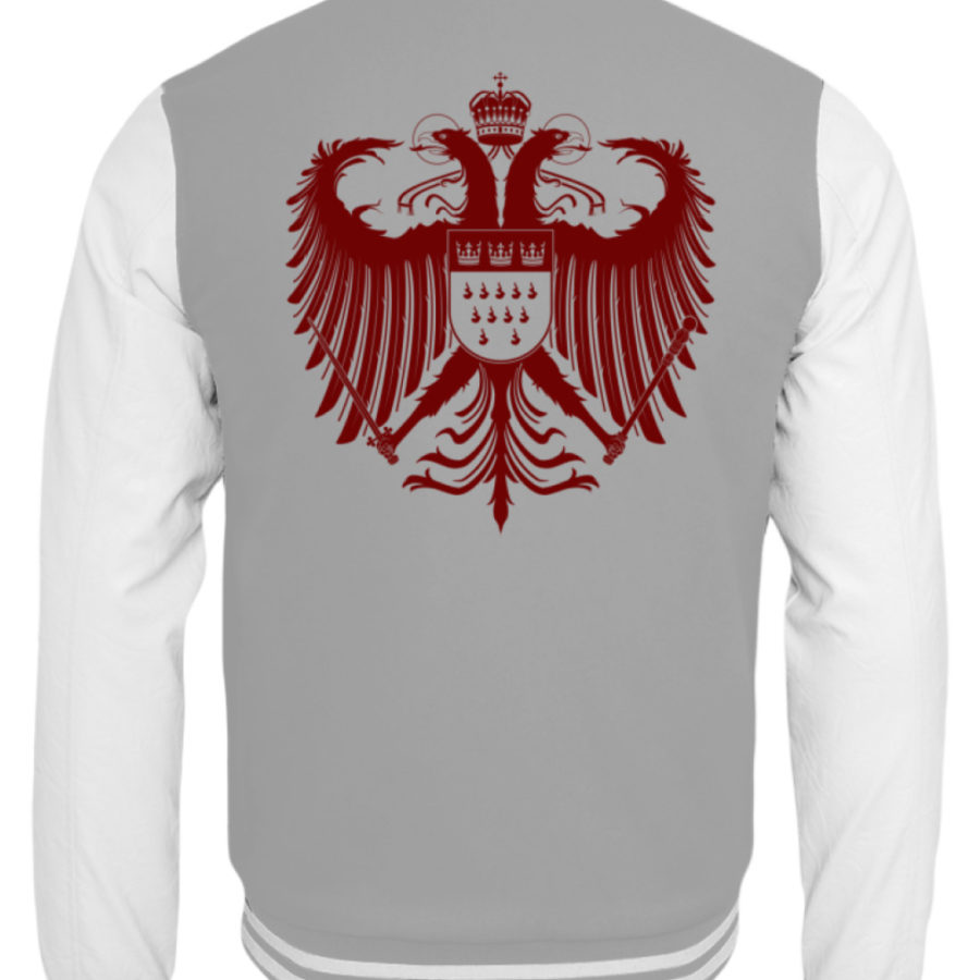 Kölner Wappen mit Adler in Dunkelrot auf College-Sweatjacke (Rücken) – Bild 2