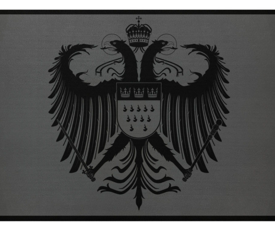 Kölner Wappen mit Adler in Schwarz auf Fußmatte