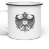 Kölner Wappen mit Adler in Dunkelgrau auf Emaille Tasse