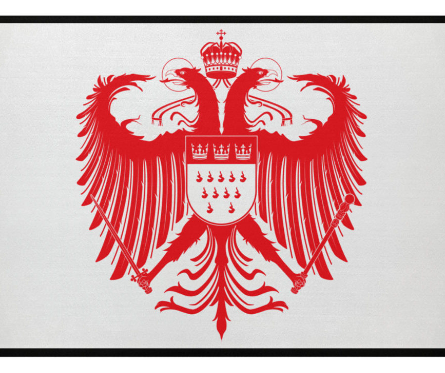Kölner Wappen mit Adler in Rot auf Fußmatte