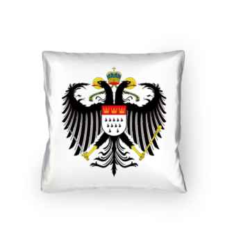 Kölner Wappen mit Adler auf weißem Kissen 40 x 40 cm - satiniert