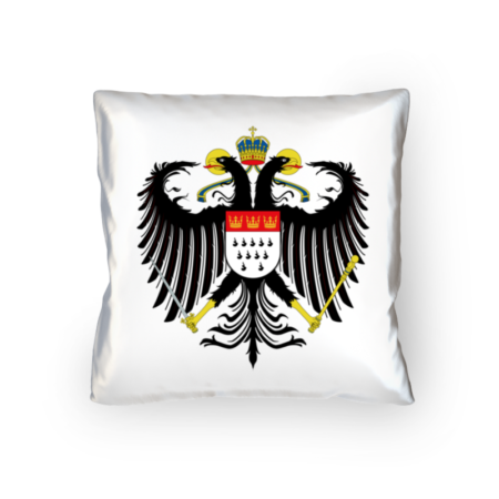 Kölner Wappen mit Adler auf weißem Kissen 40 x 40 cm - satiniert