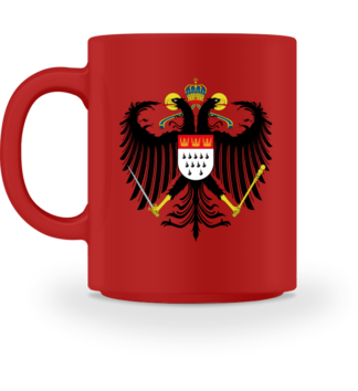 Das große Kölner Wappen mit Adler auf roter Keramiktasse