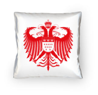 Kölner Wappen mit Adler in Rot auf weißem Kissen - 40x40cm - rut wieß