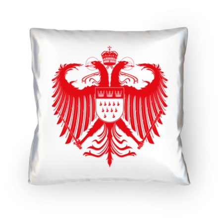 Kölner Wappen mit Adler in Rot auf weißem Kissen - 40x40cm - rut wieß