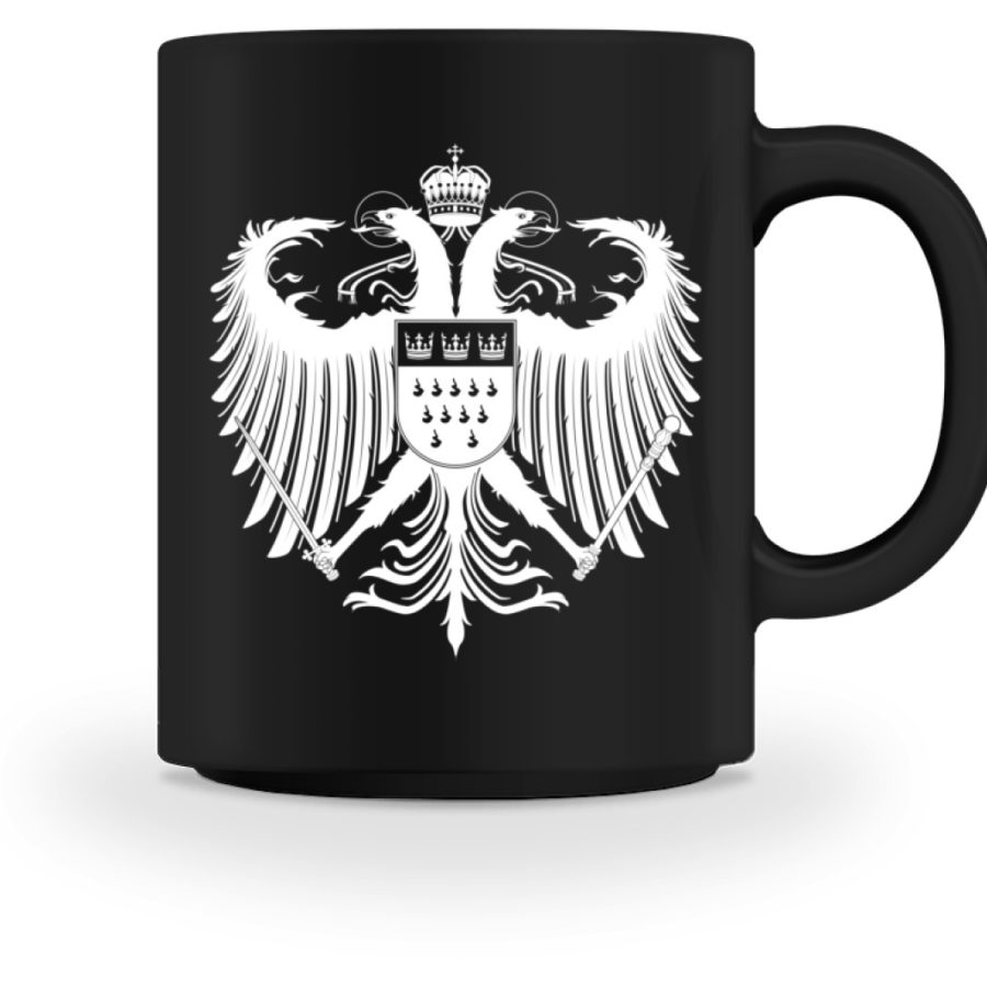 Kölner Wappen mit Adler in Weiß auf farbiger Keramik Tasse – Bild 4