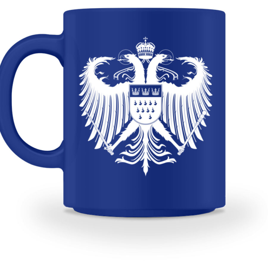 Kölner Wappen mit Adler in Weiß auf farbiger Keramik Tasse – Bild 5