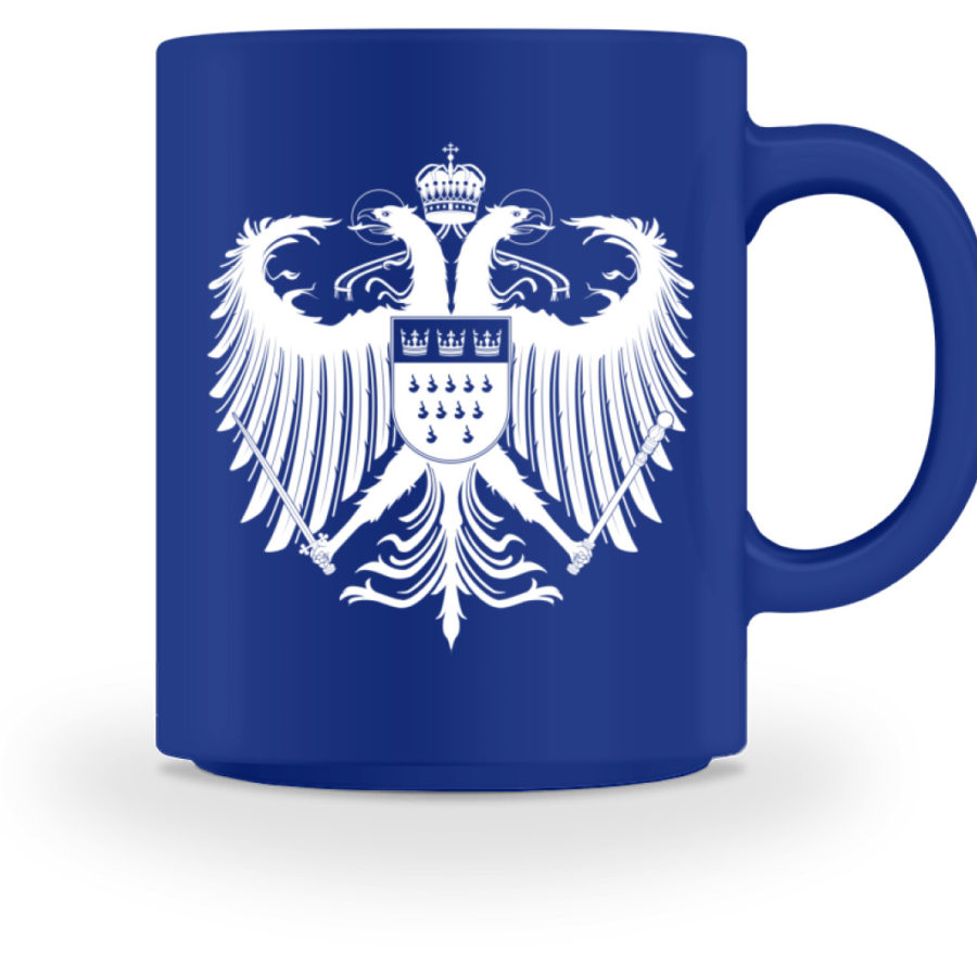 Kölner Wappen mit Adler in Weiß auf farbiger Keramik Tasse – Bild 6