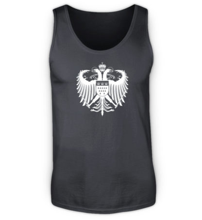 Graues Herren-Tanktop mit weißem Wappen von Köln mittig auf der Brust