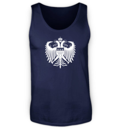 Navyblaues Herren-Tanktop mit weißem Wappen von Köln mittig auf der Brust
