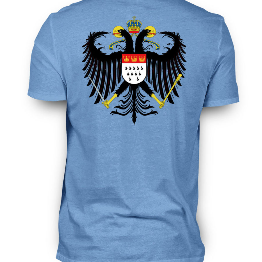 Aqua-türkises Shirt mit Kölner Wappen auf Rückseite