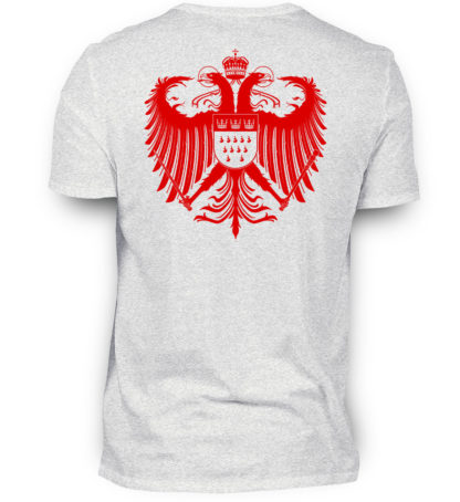 Aschgrau-meliertes Shirt mit rotem Kölner Wappen auf Rückseite