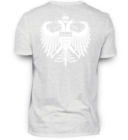 Aschgrau-meliertes Shirt mit weißem Kölner Wappen auf Rückseite