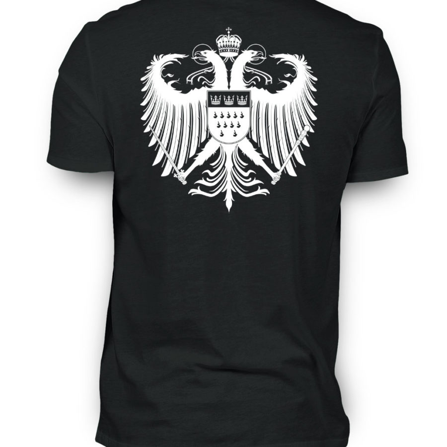 Asphalt-graues Shirt mit weißem Kölner Wappen auf Rückseite