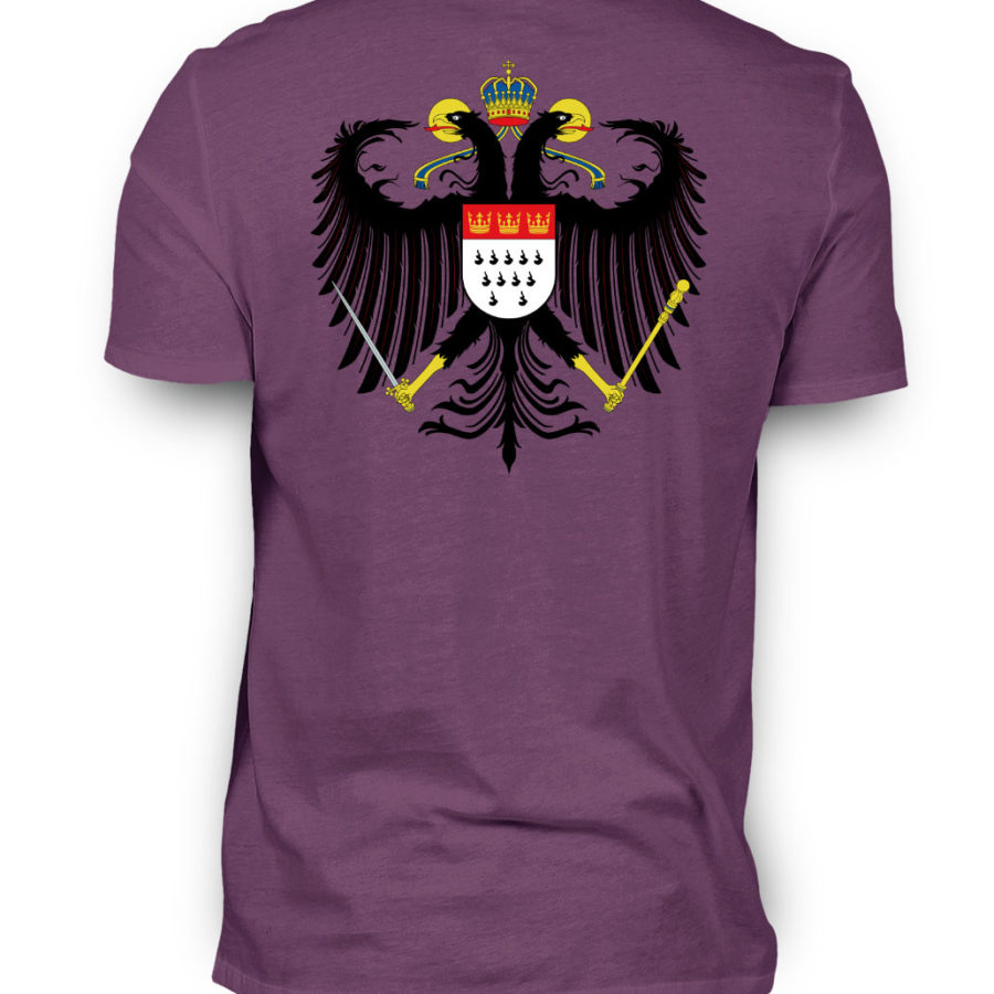 Aubergines Shirt mit Kölner Wappen auf Rückseite