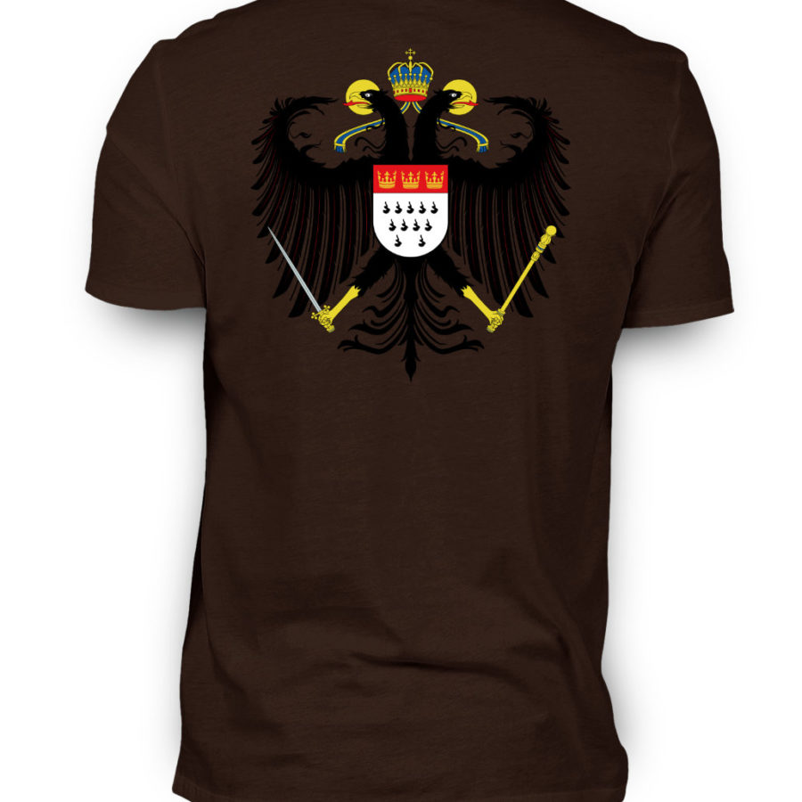Braunes Shirt mit Kölner Wappen auf Rückseite