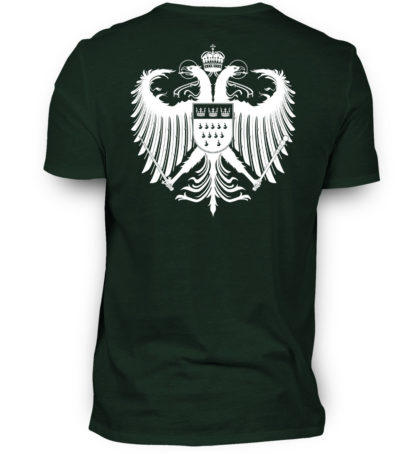 Dunkel-grünes Shirt mit weißem Kölner Wappen auf Rückseite