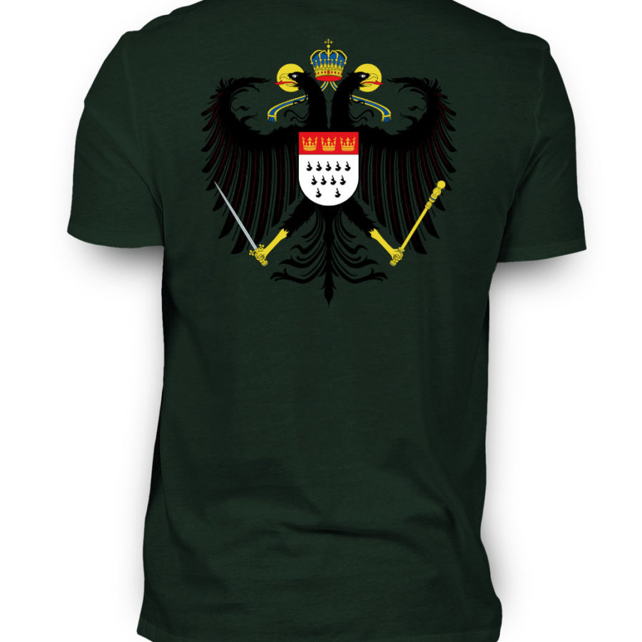 Dunkel-grünes Shirt mit Kölner Wappen auf Rückseite