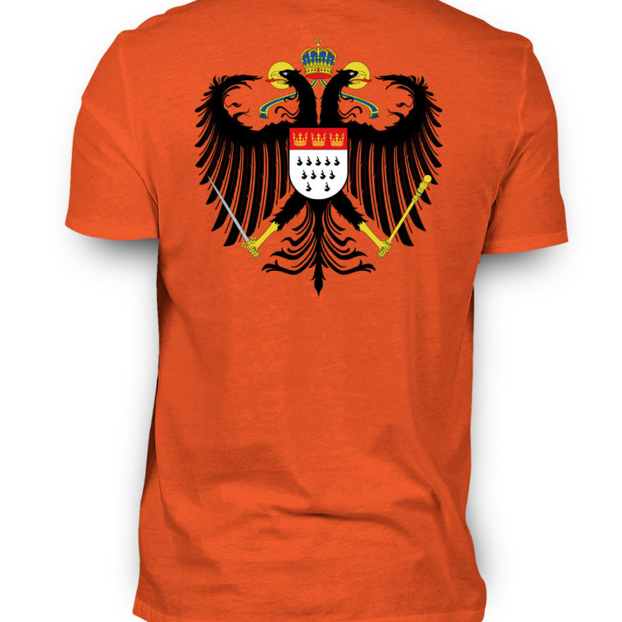 Dunkel-oranges Shirt mit Kölner Wappen auf Rückseite