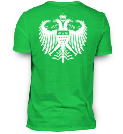 Farngrünes Shirt mit weißem Kölner Wappen auf Rückseite