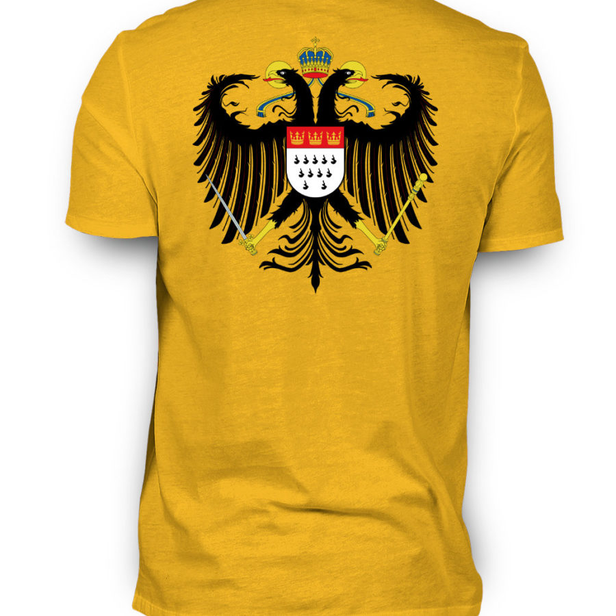 Gold-gelbes Shirt mit Kölner Wappen auf Rückseite